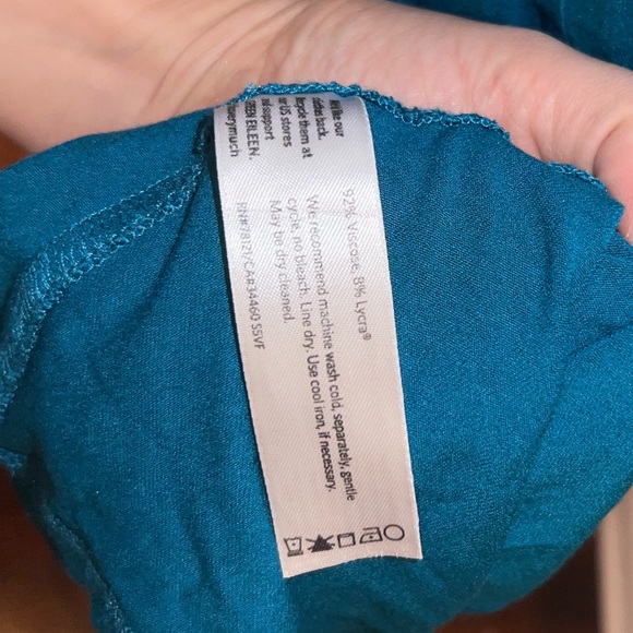 Eileen Fisher teal stretchy Midi dresss - Picture 3 of 6